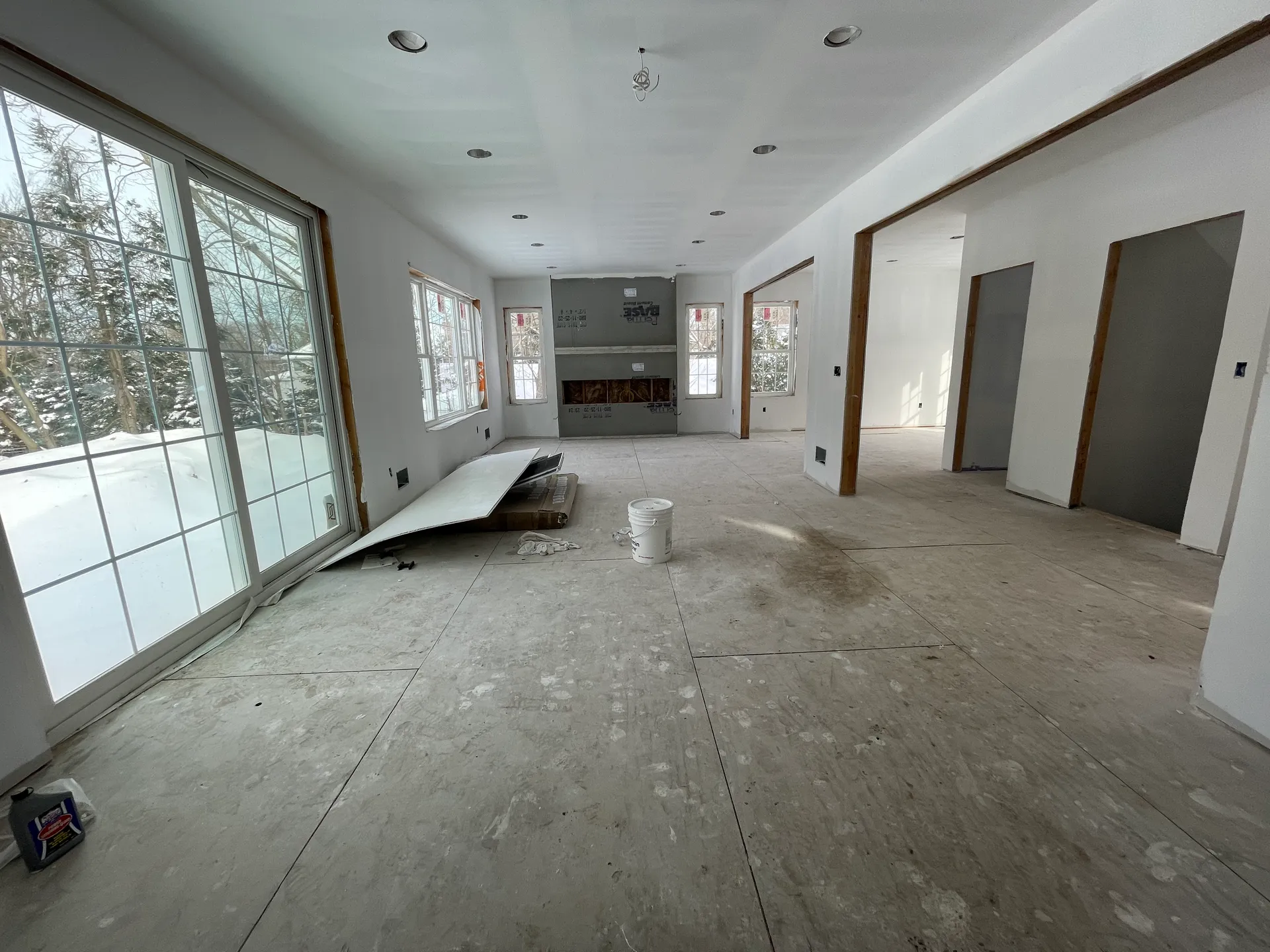 Custom home great room during construction — Franklin Lakes, NJ